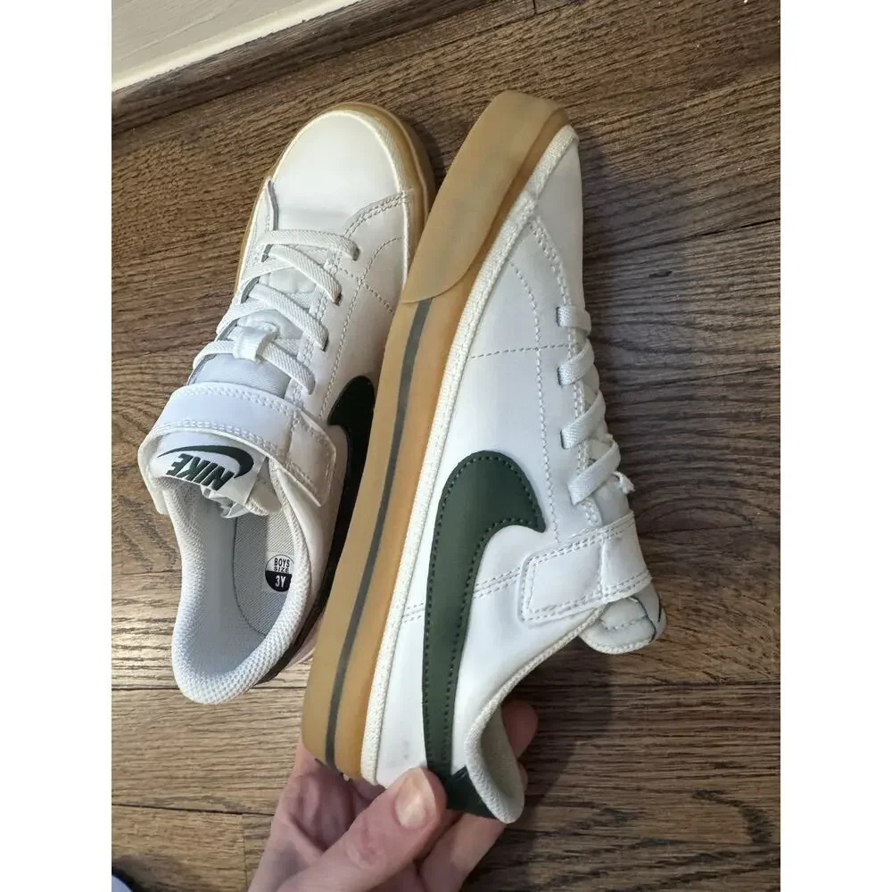 Nike Court Legacy Fir/White/Gum Lt Brown Kids Size 3 Youth Brand NEW